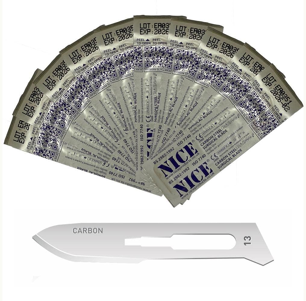 10 x NICE No.13 Sterile Carbon Steel CS13 Surgical Blades