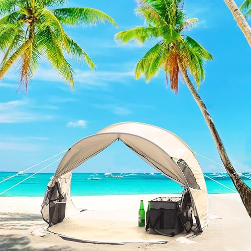 Miniatura 8 de WolfWise Tienda de campaña de playa con UPF 50+ fácil de desplegar para 3-4 personas, sombrilla deportiva, refugio solar instantáneo, toldo para