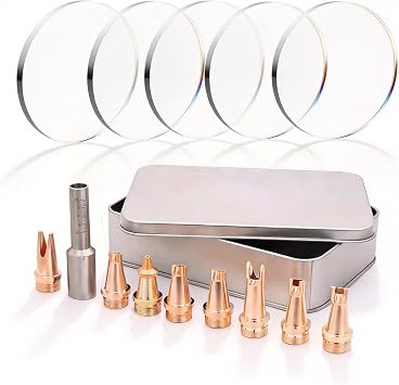 X1 Pro Protective Lens Kit 5 Pcs + Laser Welder Nozzle Kit 8 Copper Nozzles, Heat-Resistant Replacement Lenses & Tips for X1 Pro Laser Welding Torch