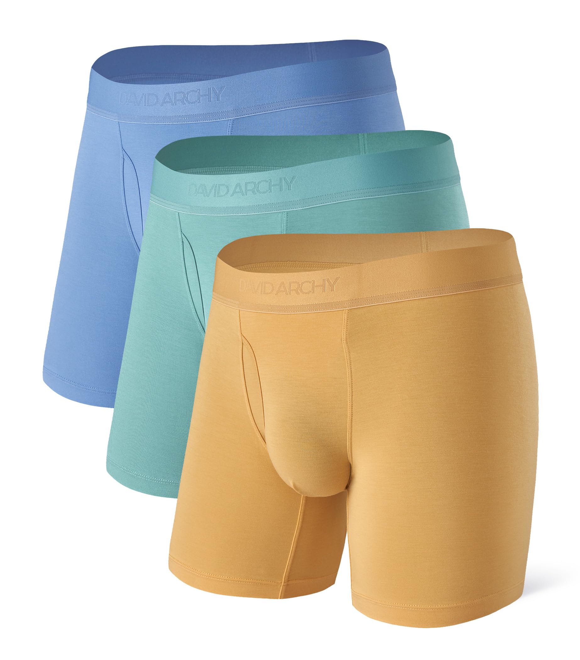DAVID ARCHY Herren-Unterwäsche, Boxershorts, weich, bequem, Micro-Modal, atmungsaktiv, mit Eingriff für Herren, 3er-Pack