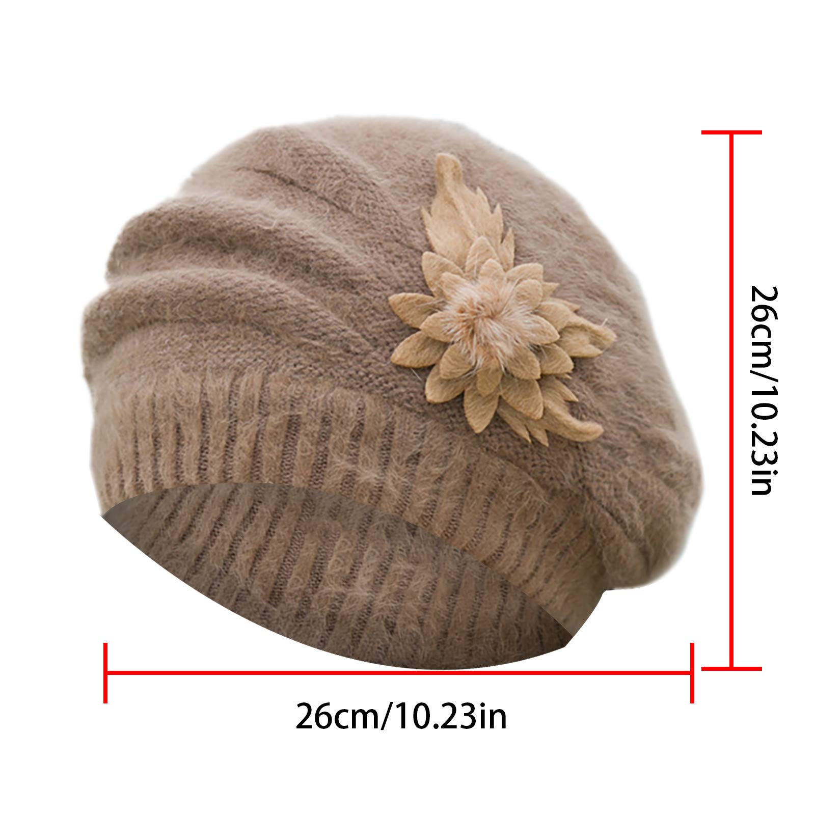 Zimowa Ciepła Czapka Moda Damska Kwiatowa Dzianinowa Szydełkowa Czapka Zimowa Ciepła Czapka Beret Beret Czapka Z Szalikiem/Black/One Size