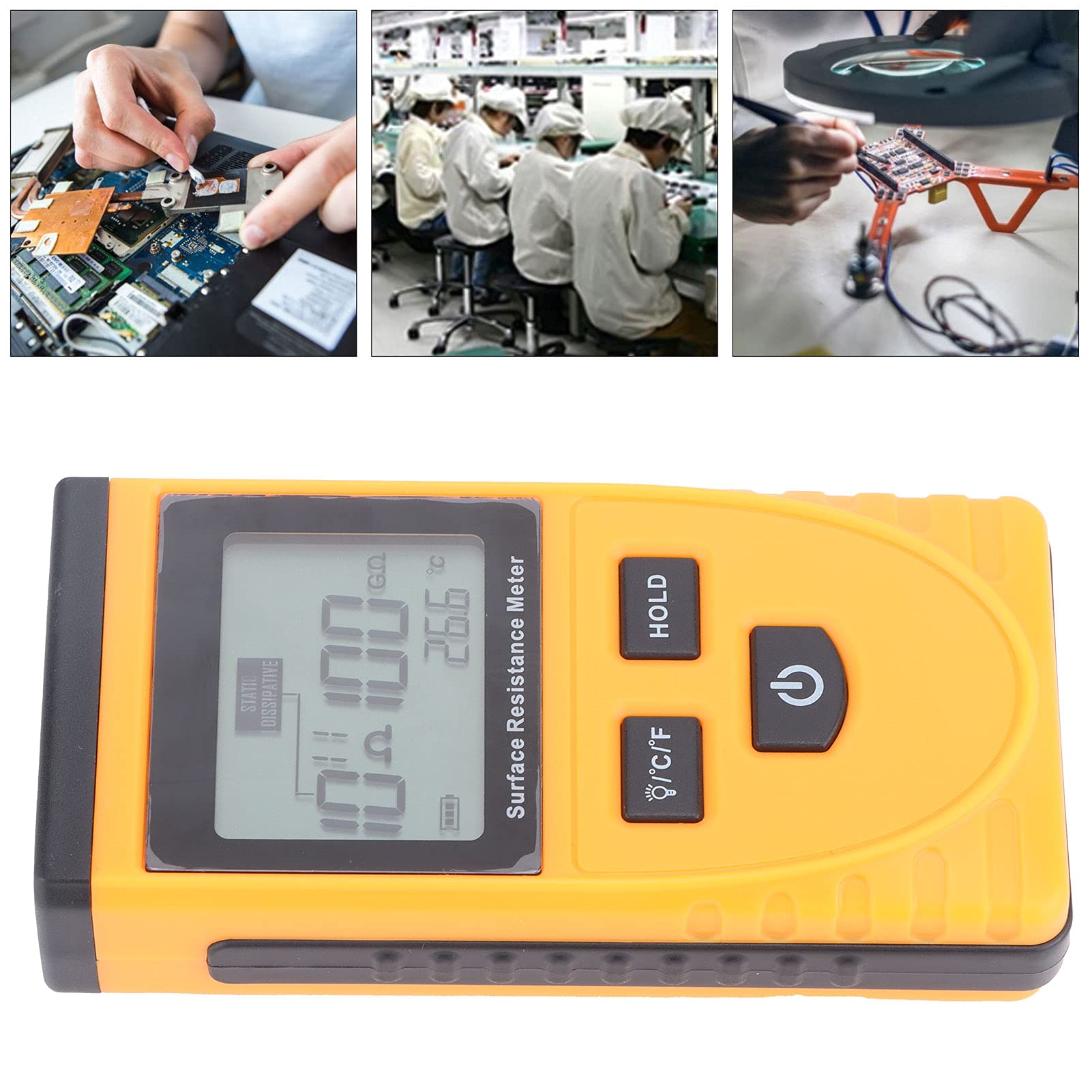 Digital Megohmmeter, Widerstandsmessgerät, Widerstand-Prüfvorrichtung, Antistatisches Innenwiderstand Messgerät LCD-Display Hohe Präzision für Professionelle Elektriker