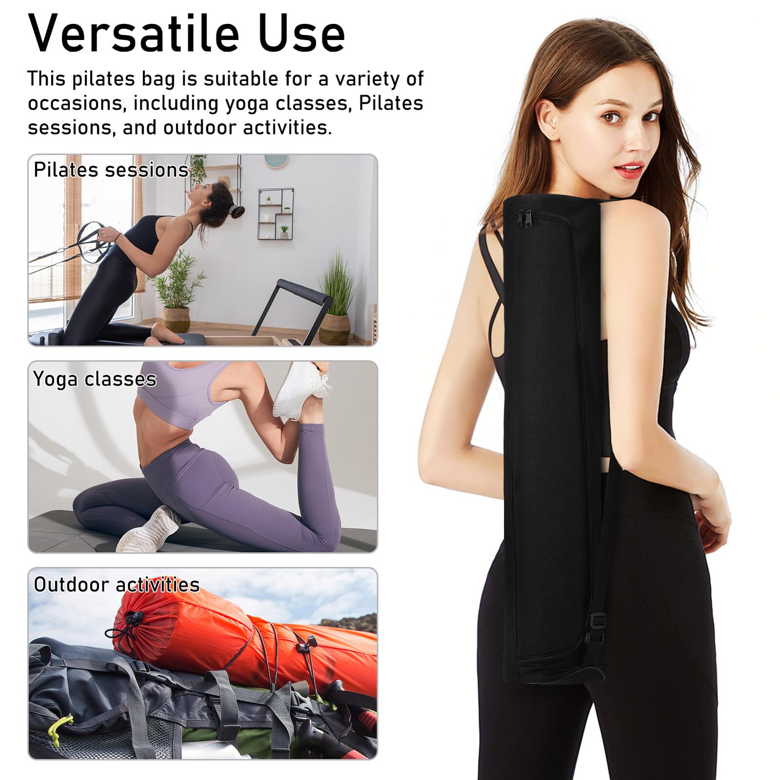 Gatuida 2 Piezas Bolsa de Transporte para Esterilla de Yoga Porta Esterilla de Yoga con Cremallera Bolsa de para Viajes Portador de de de tota de Black