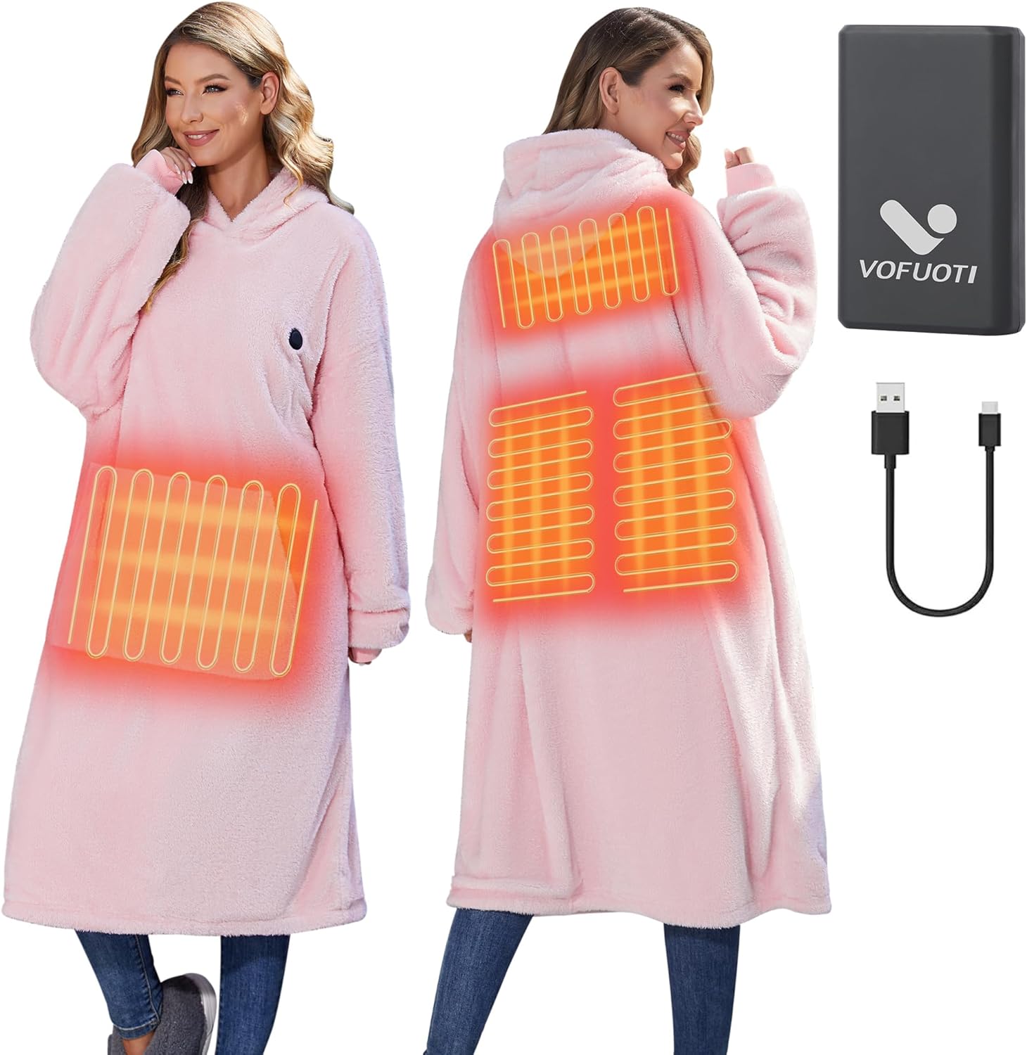 Vedere completă a păturii cu glugă încălzite Vofuoti