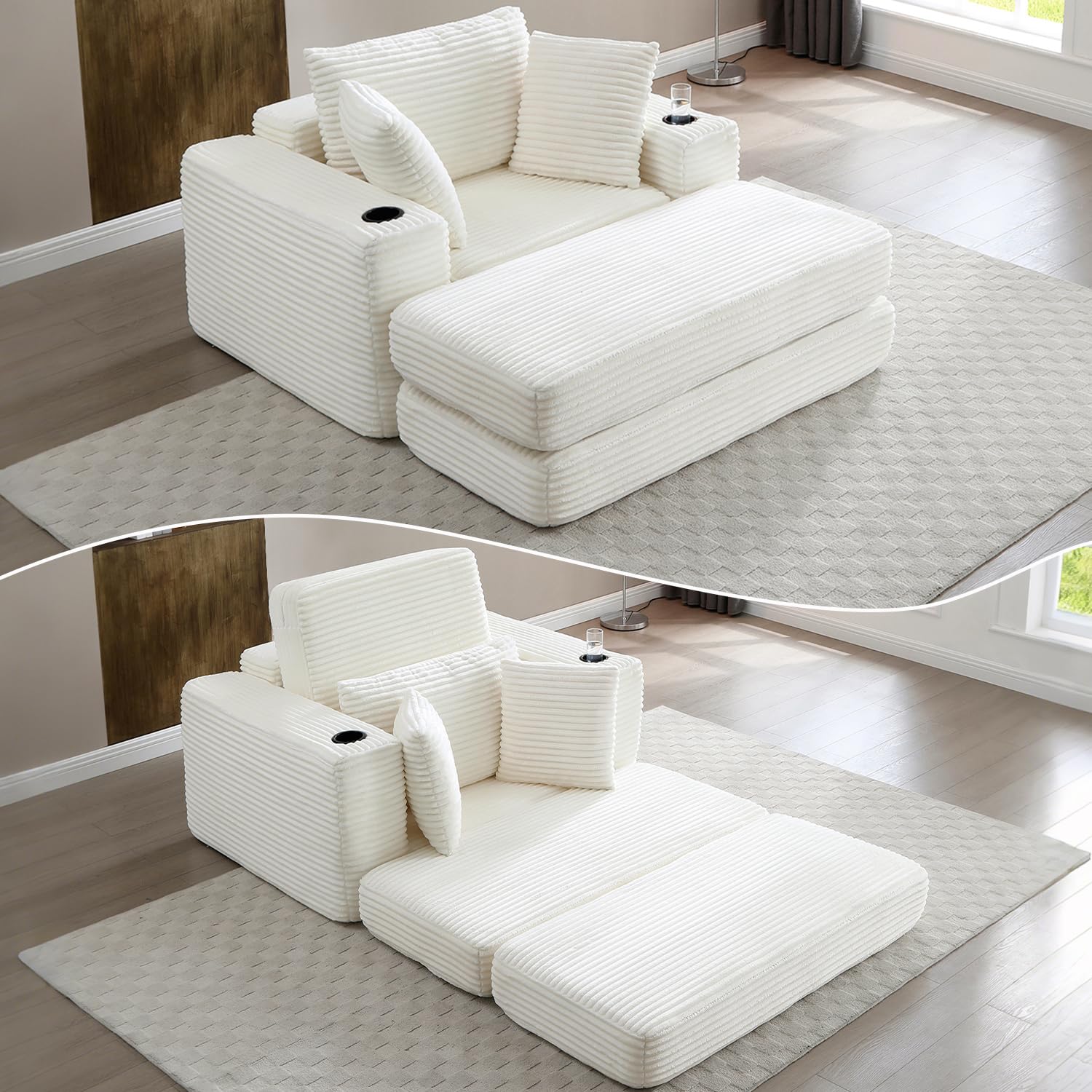 HANXIN 62 inch Chaise Lounge Chair Beige