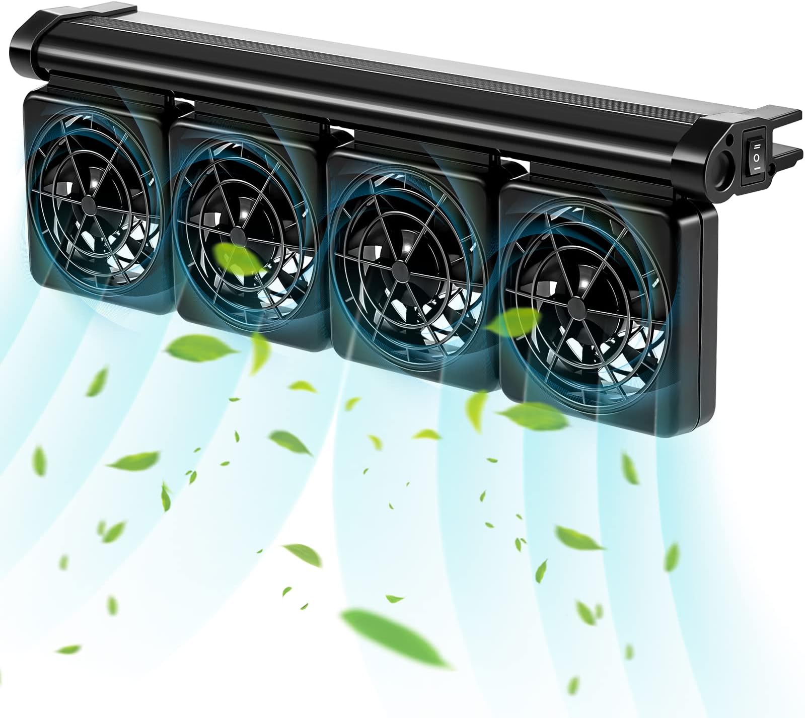 Aquarium Chiller Fish Tank Cooling Fan System for Salt Fresh Water 2 Variable Speed Aquarium Black Aquarium Cooler Fish Tank Cooler Clip on Chiller (4 Fans)