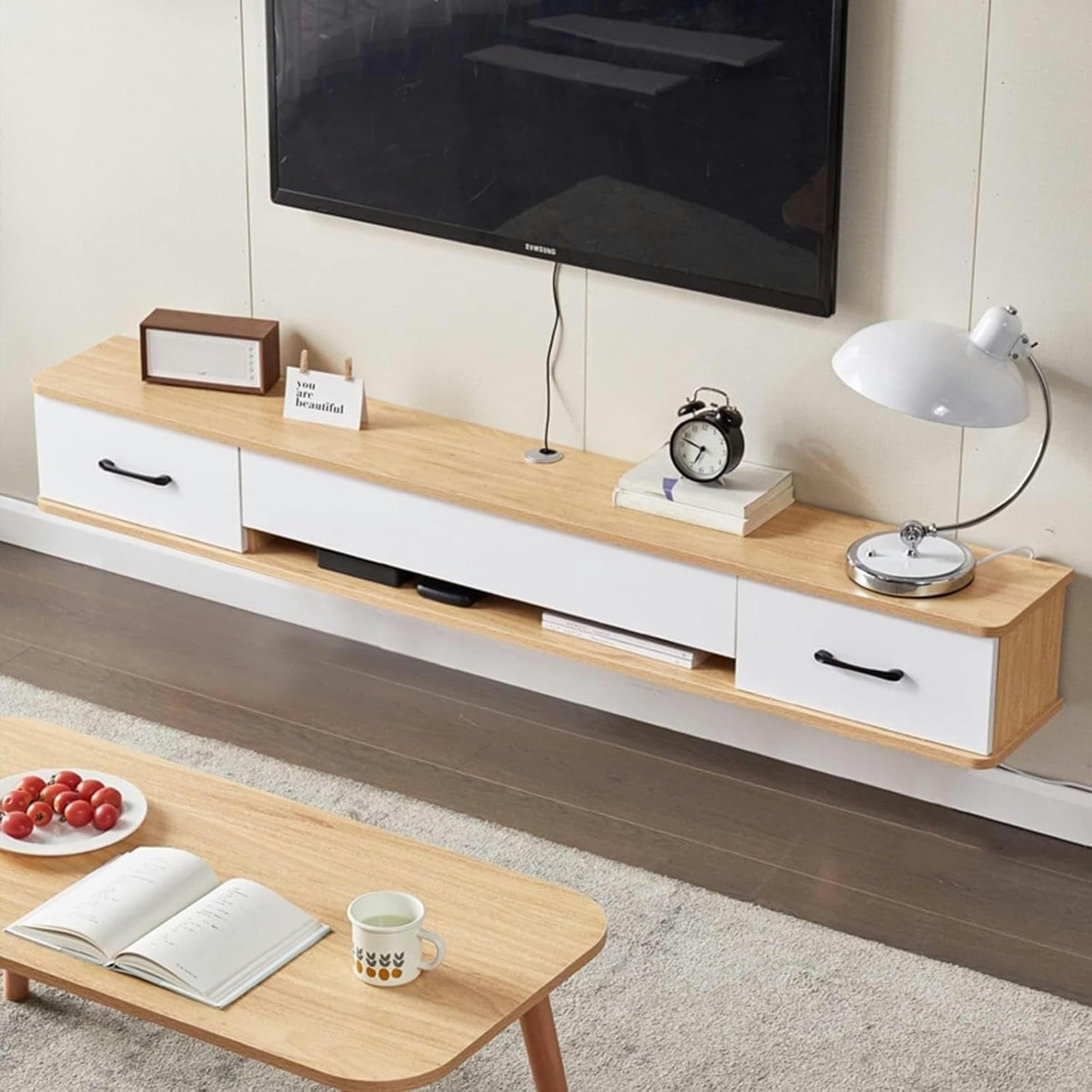 Meuble TV flottant design minimaliste console multimédia chic