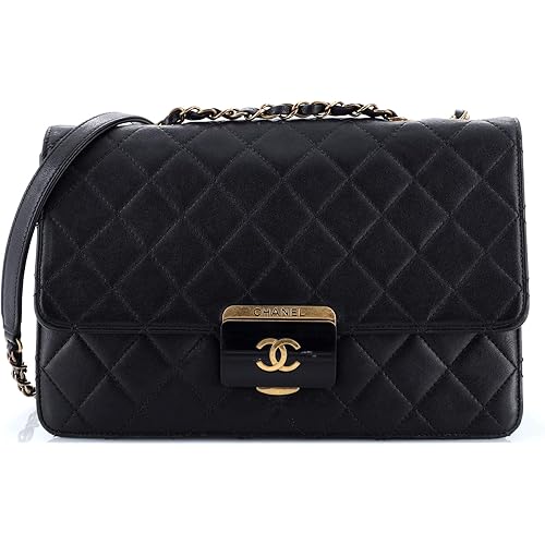Chanel, Pre-Loved Beauty Lock Flap Bag Quilted Sheepskin Large, Black