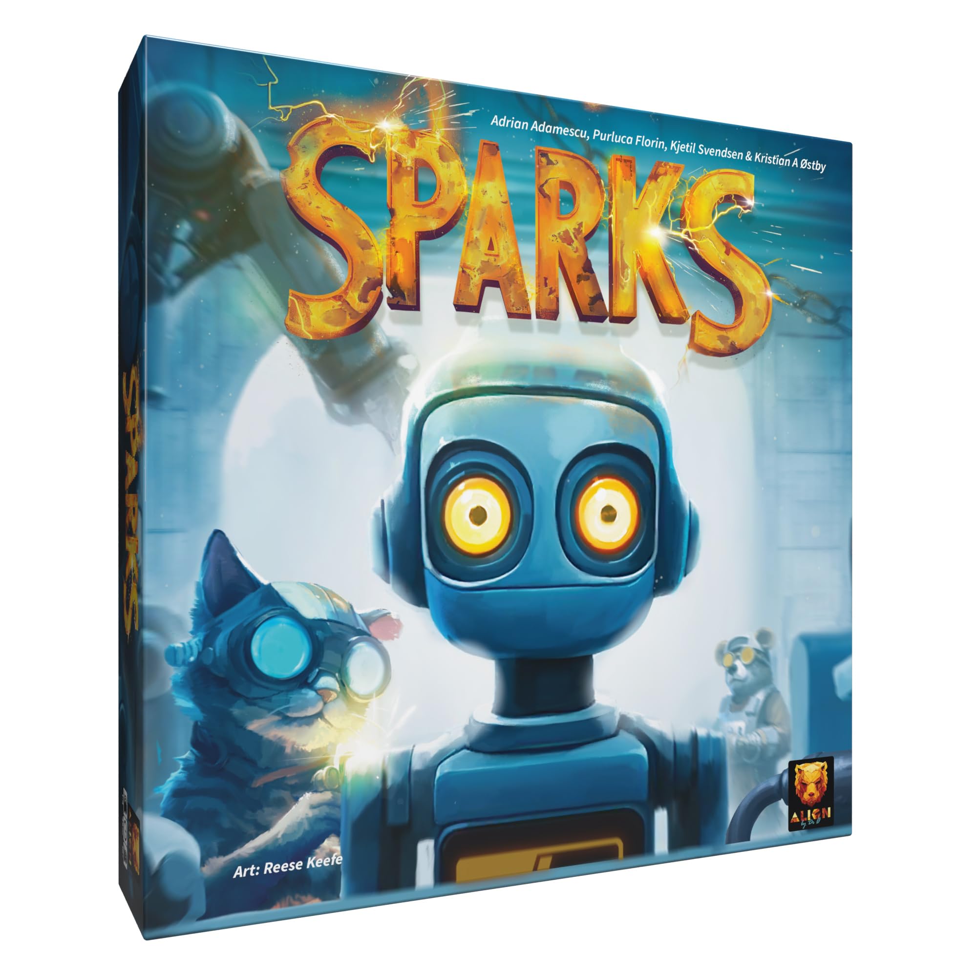 Sparks Board Game - Built a Robot Factory in a Dice Drafting Strategy Game for Kids & Adults, Ages 12+, 1-4 Players, 45 Minute Playtime, Made by Surfin' Meeple