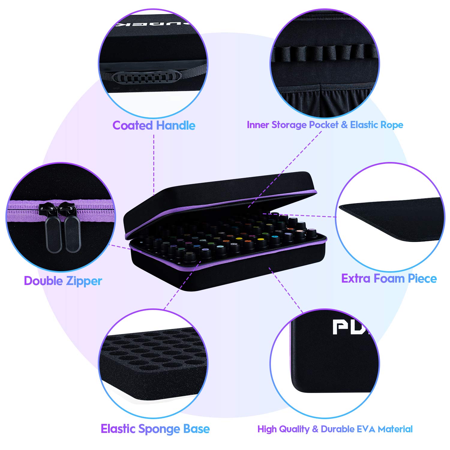 Essential Oil Storage Case with Labels and Roller Bottle Opener