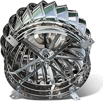 Stainless Steel Roof Ventilator, Roof Wind Turbines Cap Vent, 4.3"  15.7" Air Vent Outlet Rotating, No Electricity Loss, Energy-Efficient