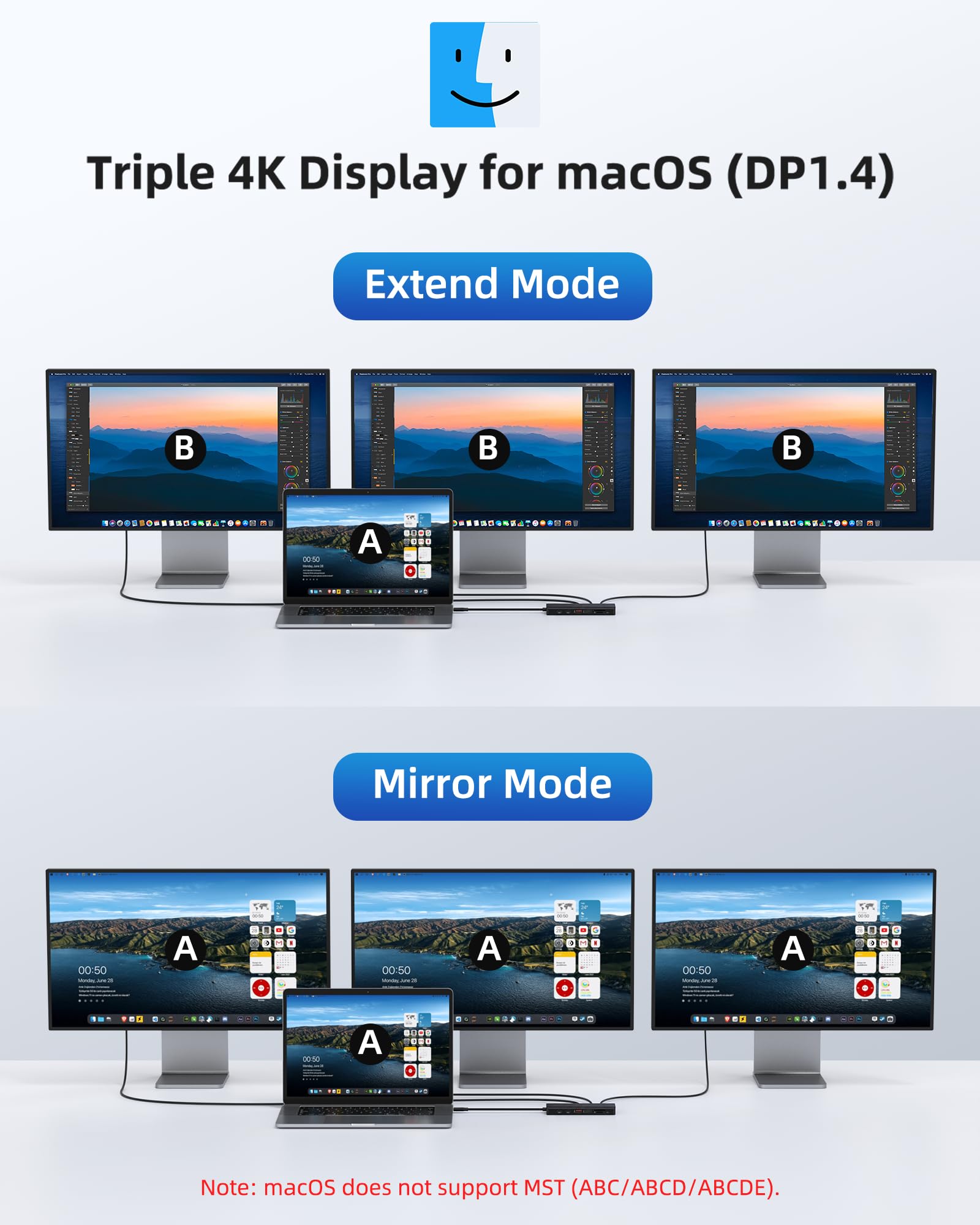 USB C Docking Station 3 Monitor 13 in 1 Hub USB-C con 2 HDMI 4K@60Hz, 8K@30Hz DisplayPort, VGA, 3 USB 3.1 10Gbps, PD 100W, Gigabit Ethernet, adattatore multi-monitor per MacBook Dell HP, nero