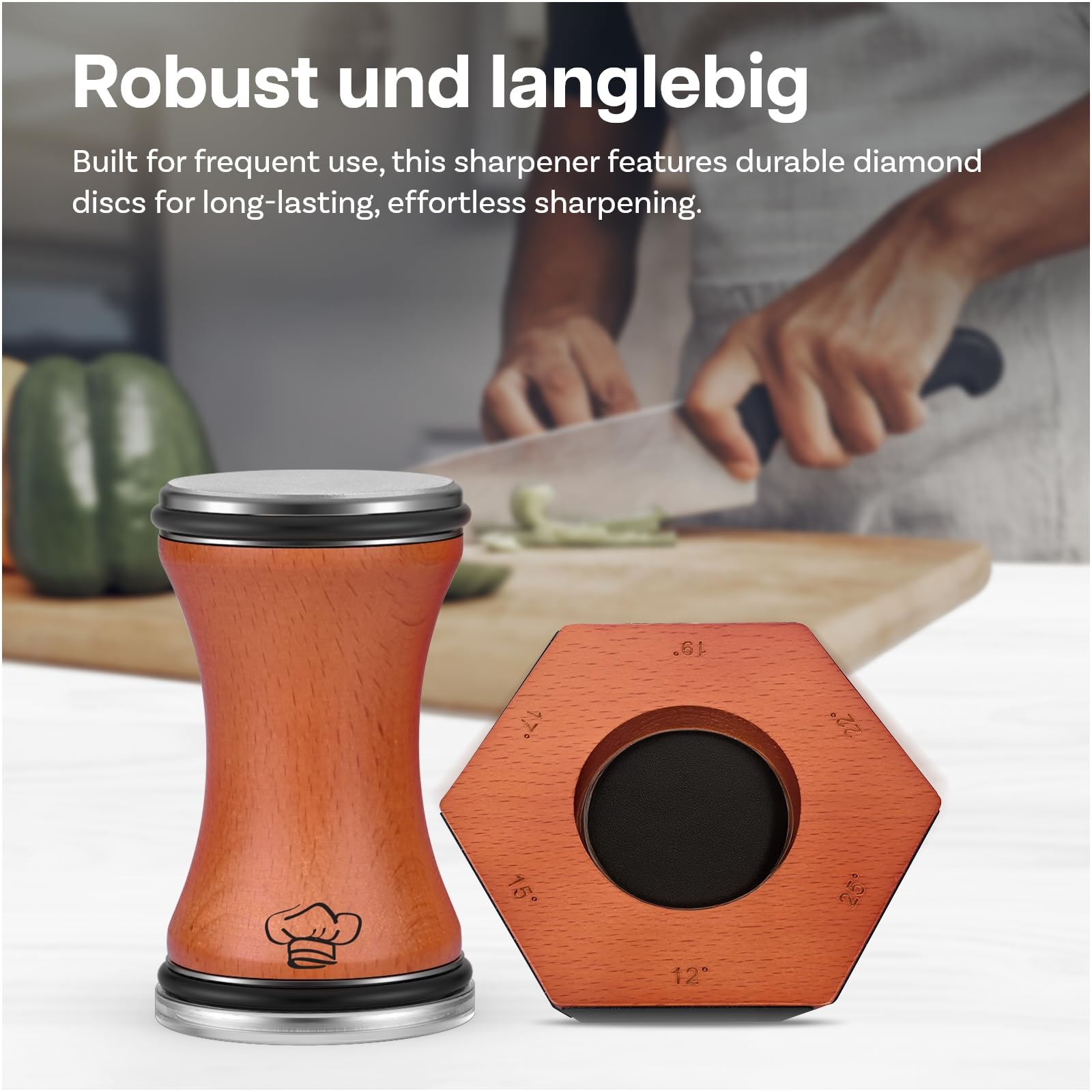 Rollschleifer Messerschärfer von MMOBIEL – 6 Magnetische Schleifwinkeln (12°, 15°, 17°, 19°, 22°, 25°) - Küchenmesserschärfer für Scharfe Messer - Männergeschenke & Geschenke fur Frauen