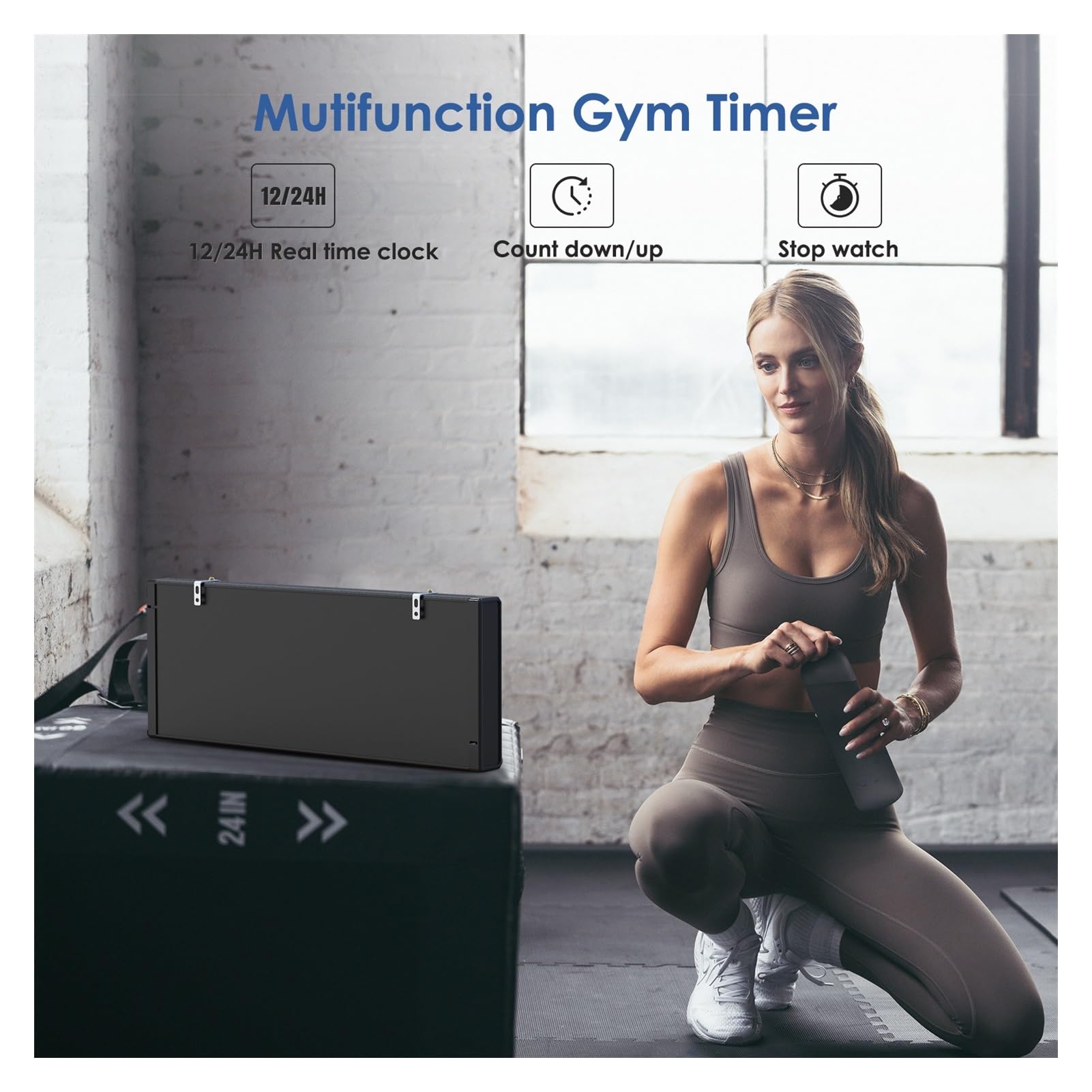 Timer palestra, 3 "Timer da palestra Grande LED Orologio parete for allenamento a intervalli con ora e data Cronometro digitale conto alla rovescia/su for Garage Allenamento di boxe