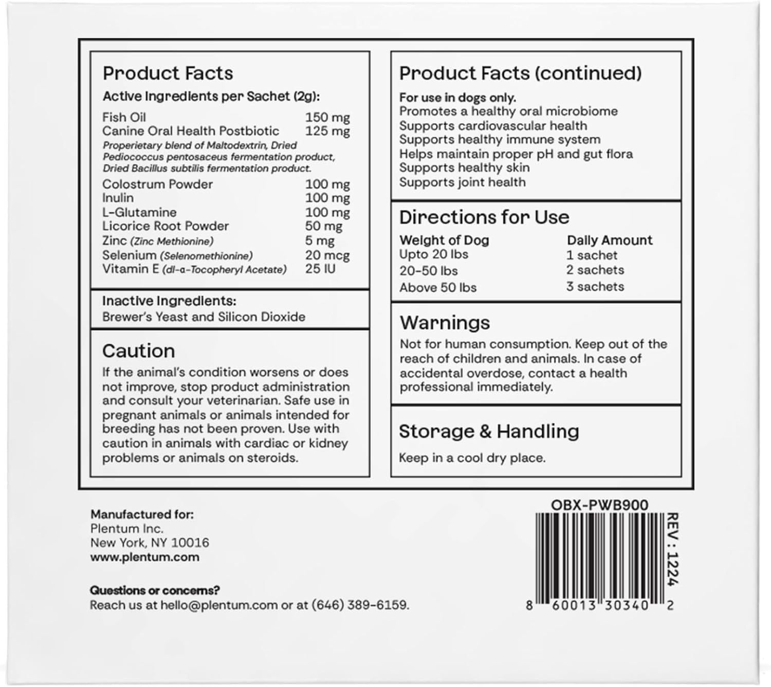 Daily Prebiotic + Postbiotic Dog Supplement Powder | 12-in-1 Support for Gut, Joints, Allergy, Immunity, Calming & Oral Health | Human-Grade Ingredients, No Artificial Flavors-No Fillers - 30 Sachets