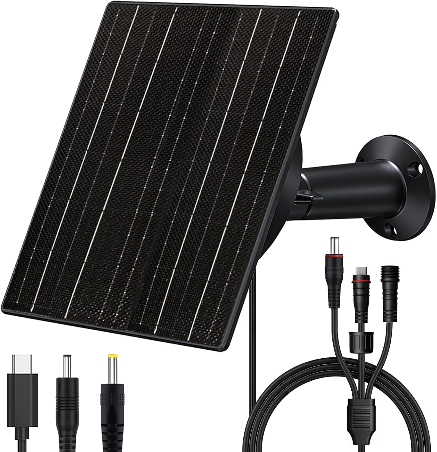 Zivif 10W Path Digicam Photo voltaic Charger with 10400mAh Battery for Safety & Path Cameras, Adjustable 5V/12V Output, USB-C & DC Port, IP66 Waterproof, 360° Adjustable Mount, 9.8ft Energy Cable