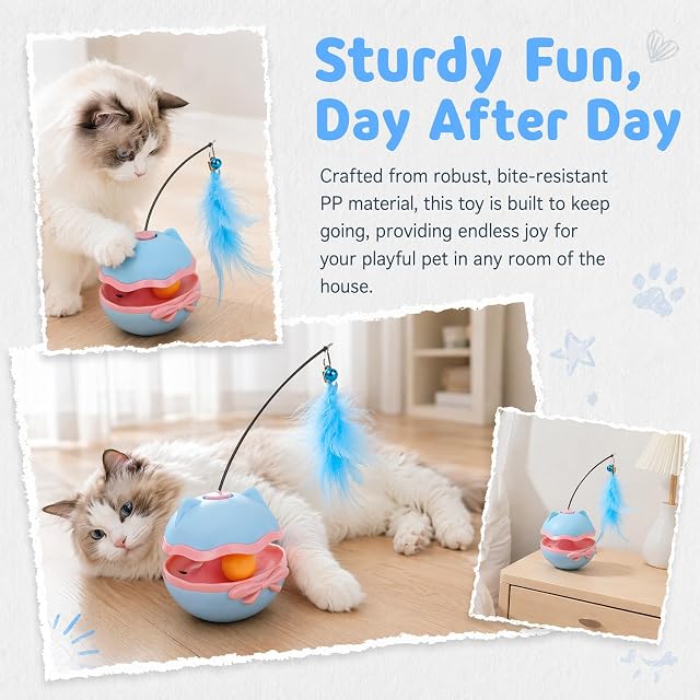 Foto 7 de 7 de Ziyonix Juguete Interactivo para Gatos, Juguete Electrónico para Gatitos, Juguetes para Gatos con Campanilla
