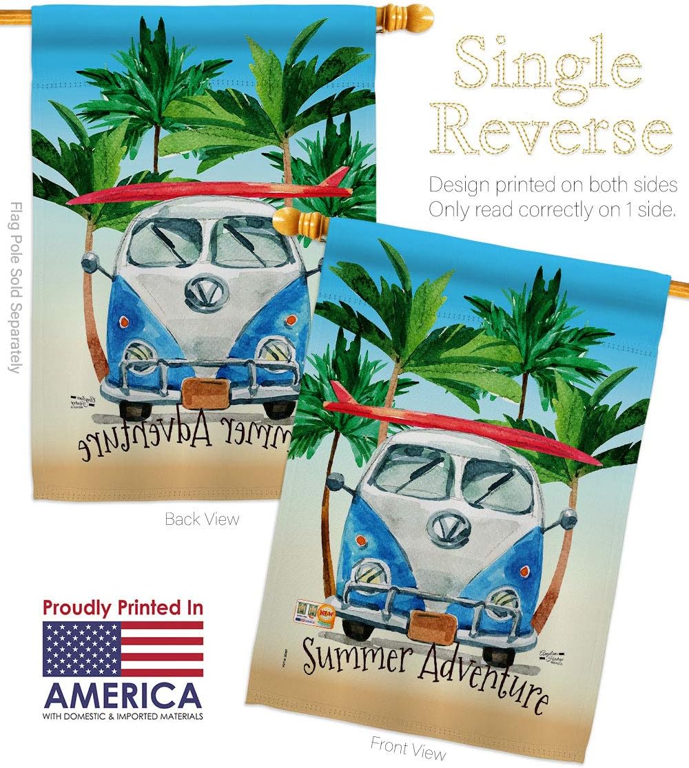 Summer Adventure House Flag Summertime Fun and Sun Beach Pool Luau Tropical Party Season Outdoor Sunny Small Decorative Gift Yard Banner Made In USA 28 X 40