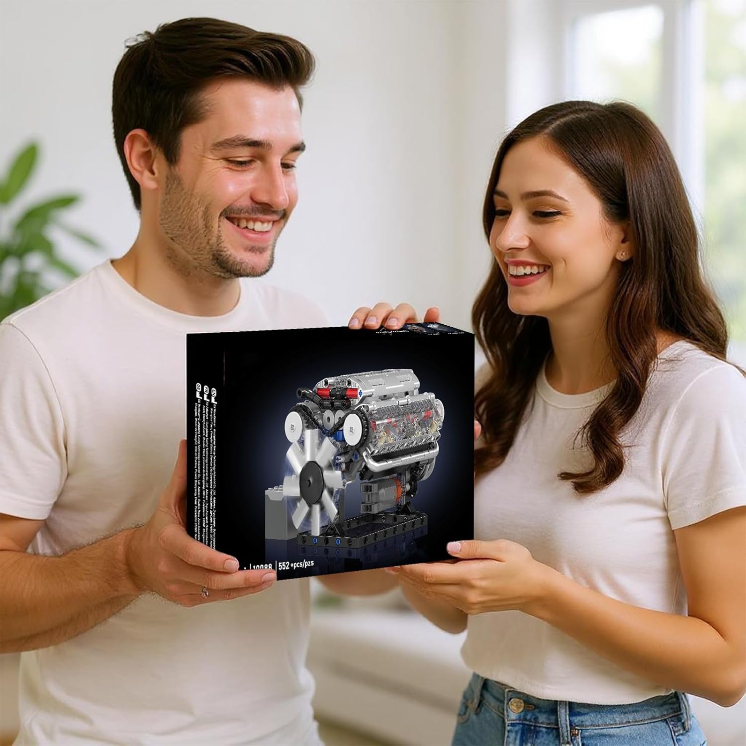 Mini V8 Engine Model Sets - 535 PCS DIY Building Toys Car Motor Kits That Runs - Gift Idea for Adults Boys Girls for Mechanic Engineering Construction