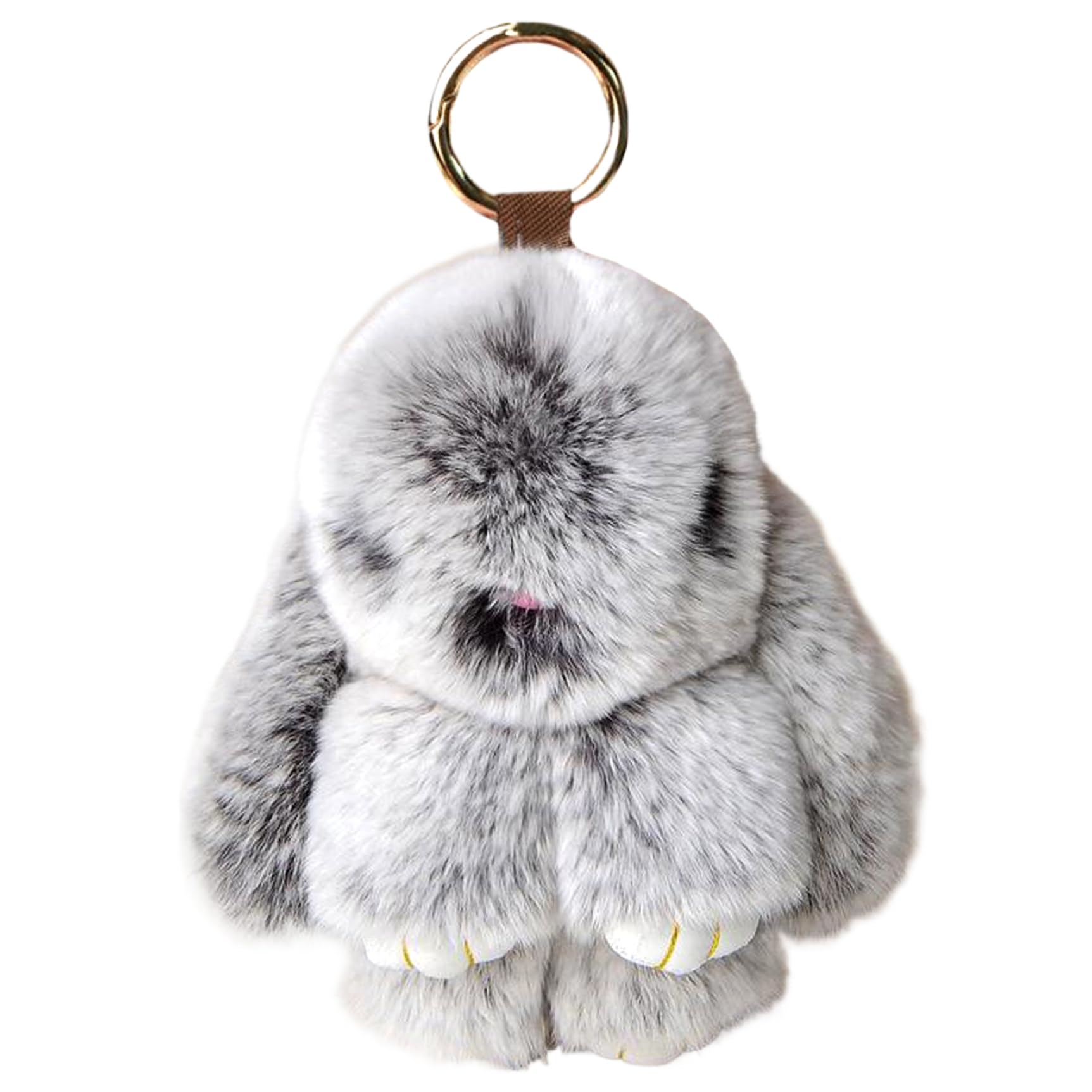 Pesoncarl Grey Bunny Keychain Soft Rabbit Doll Fluffy Bunny Keychain With Metal Buckle Cute Bag Charm Kawaii Stuffed Animal Keychain For Handbags, Backpacks, Cell Phones, Cars