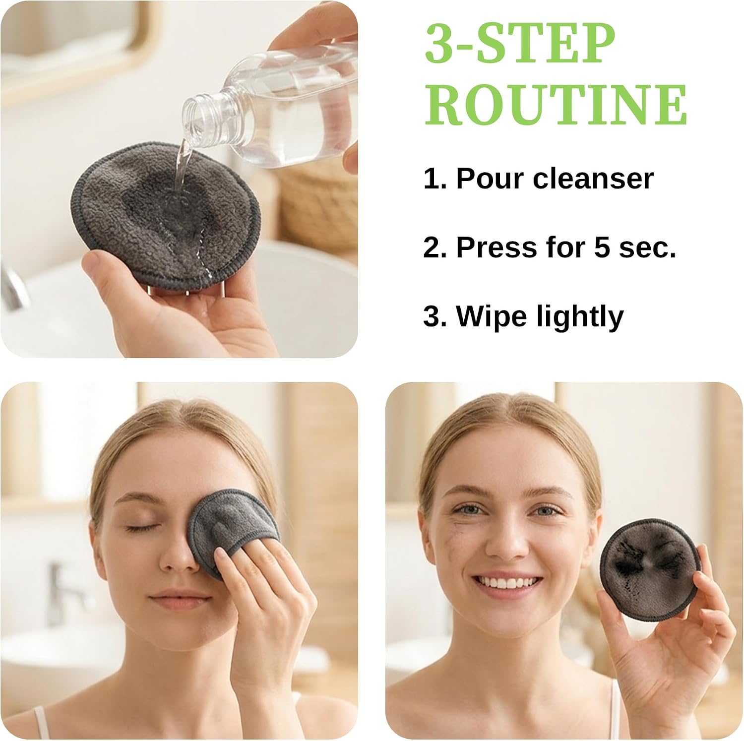 20 Pack Reusable Make Up Remover Pads with Storage Box & Mesh Bag