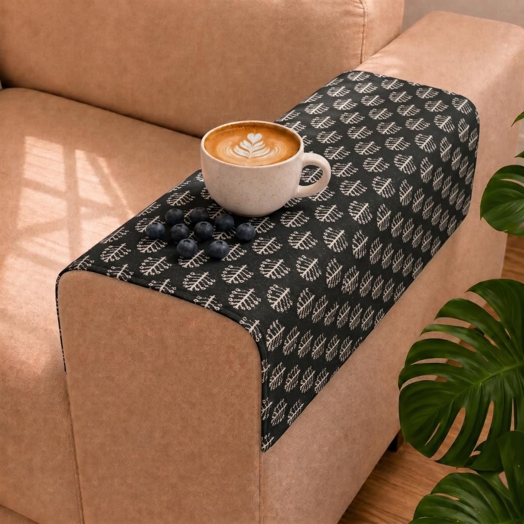 STITCHNEST 'Nomad Weave Collection' Sofa Armrest Cover | Elegant Jacquard Fabric, Washable & Durable for Modern Living (18 x 22 Inches)