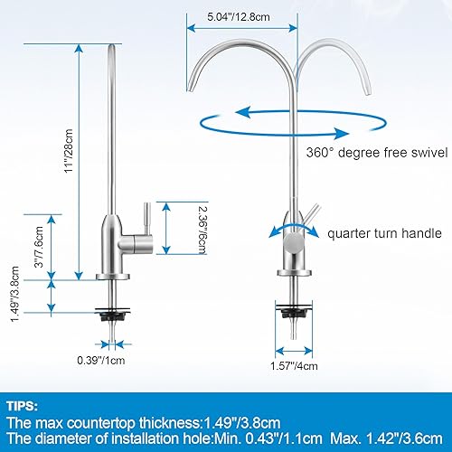 Miniatura 6 de Filtro de agua para debajo del fregadero, filtro de agua con grifo para bar y baño, altamente eficaz, reduce el cloro, mal sabor y olor, buena