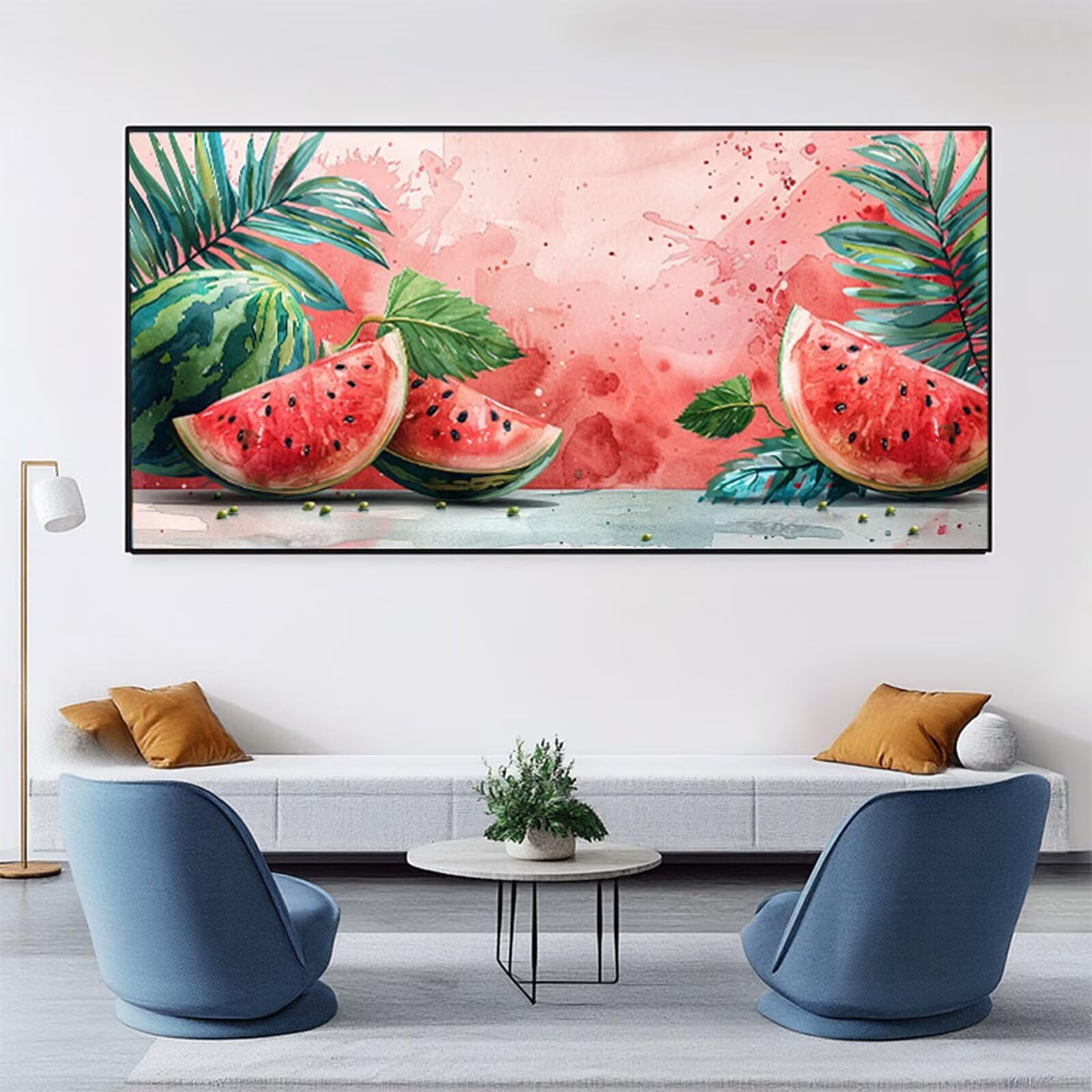 Malowanie numerami dla dorosłych arbuz numer lato DIY kolorowanie według numerów dla dorosłych 70 x 140 cm z pędzlami i akrylami, nieoprawiony, zestaw do ręcznego wykonania do dekoracji domu salonu