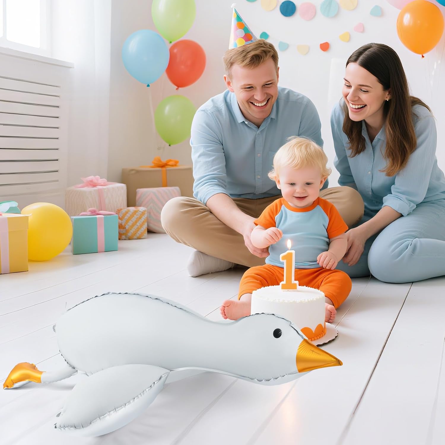 3PCS Flopping Goose Balloons, 44"x35" Giant Funny Goose Foil Balloons with Movable Wings & Feet, Farm Animal Party Decorations, Silly Goose Birthday, Baby Shower, Photo Props Supplies
