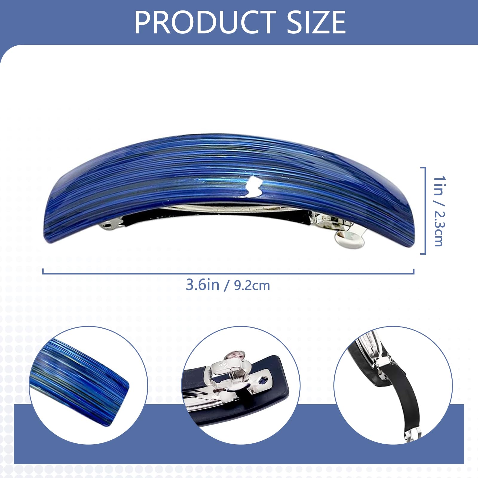 6Pcs Beautiful Classic Automatic Hair Clip French Design Barrette Hair Clips Retro Shell Hair Barrettes Anti Slip Rubber Skinny Hair Barrettes for Women Girls - Image 2