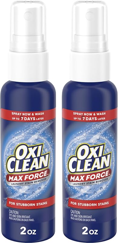 OxiClean Max Force Spray para tratamiento de manchas de lavandería, 2 onzas líquidas (paquete de 2) | Quitamanchas para niños y bebés, tratamiento de manchas para viajes y viajes, combate las manchas a la hora de jugar y comer, no destiñe, sin lejía