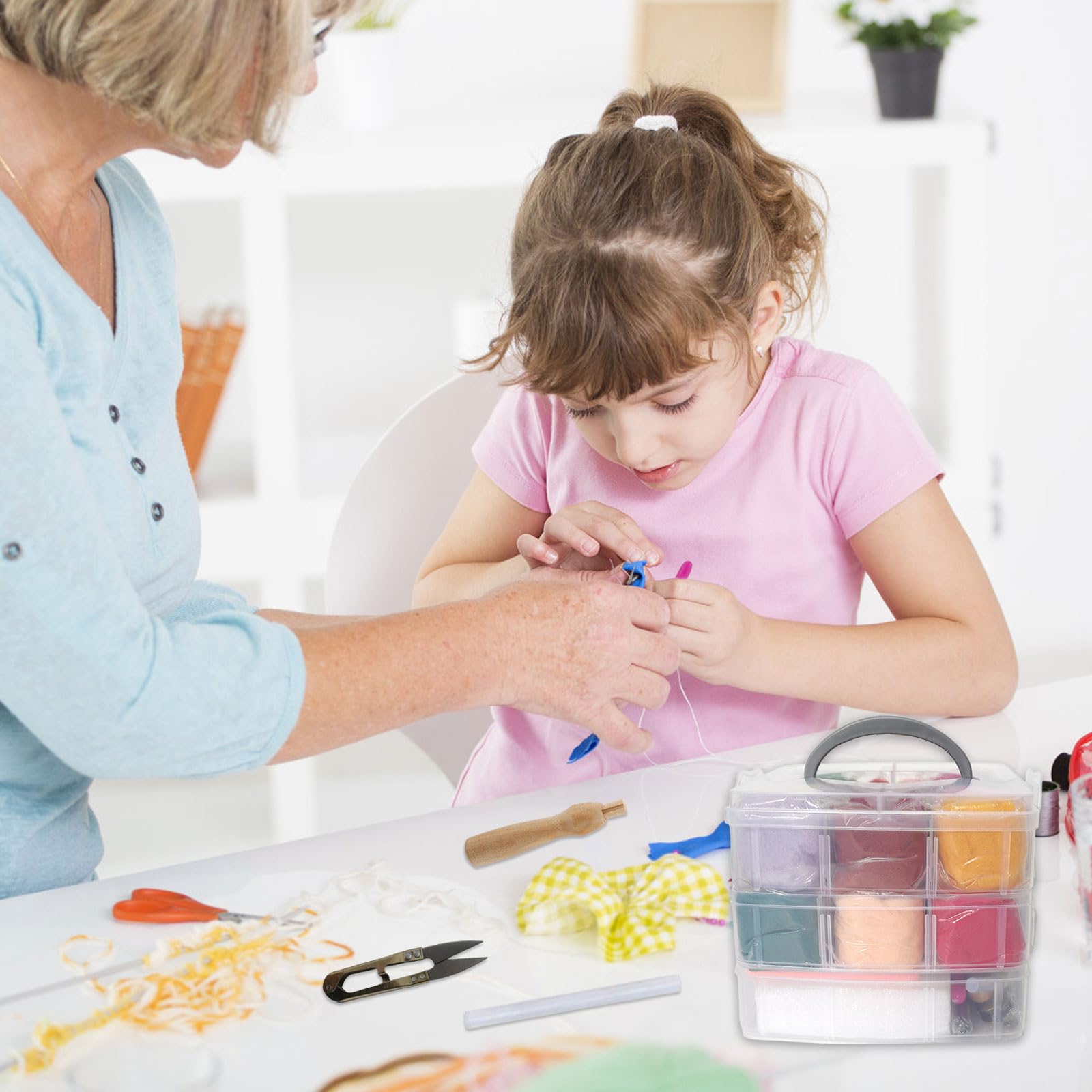 BDHYYM Set di 36 Lana Feltro Gomitoli Colorati Soffice Kit Feltro di Lana Fai da Te con Ago lana Cardata Adatto per Lavoretti Creativi Fai da Te, con Kit di Attrezzi