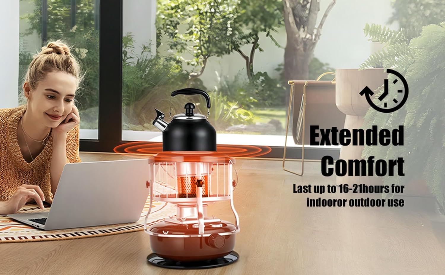 2 in 1 Portable Kerosene Heater, Non electric Portable Indoor Kerosene Radiant Heaters for Home Garage and Camping