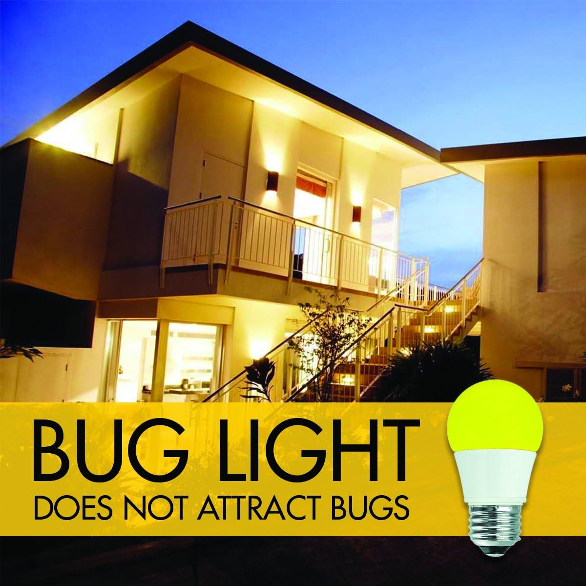 TCP 5W Equivalent LED Yellow Bug Light Bulbs, Non-Dimmable