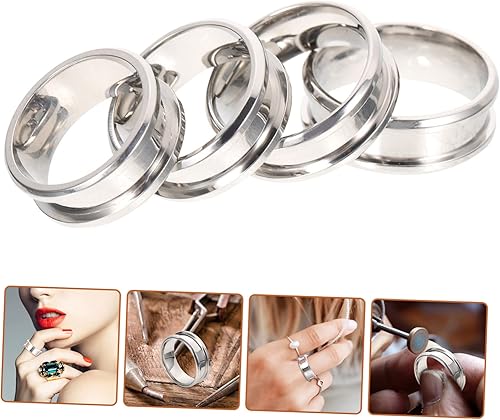 Miniatura 9 de EXCEART 24 piezas Core Jewelry Anillo de acero inoxidable para mujer pulido ranurado haciendo dedos en blanco Tings Comfort Smooth Rings Surface