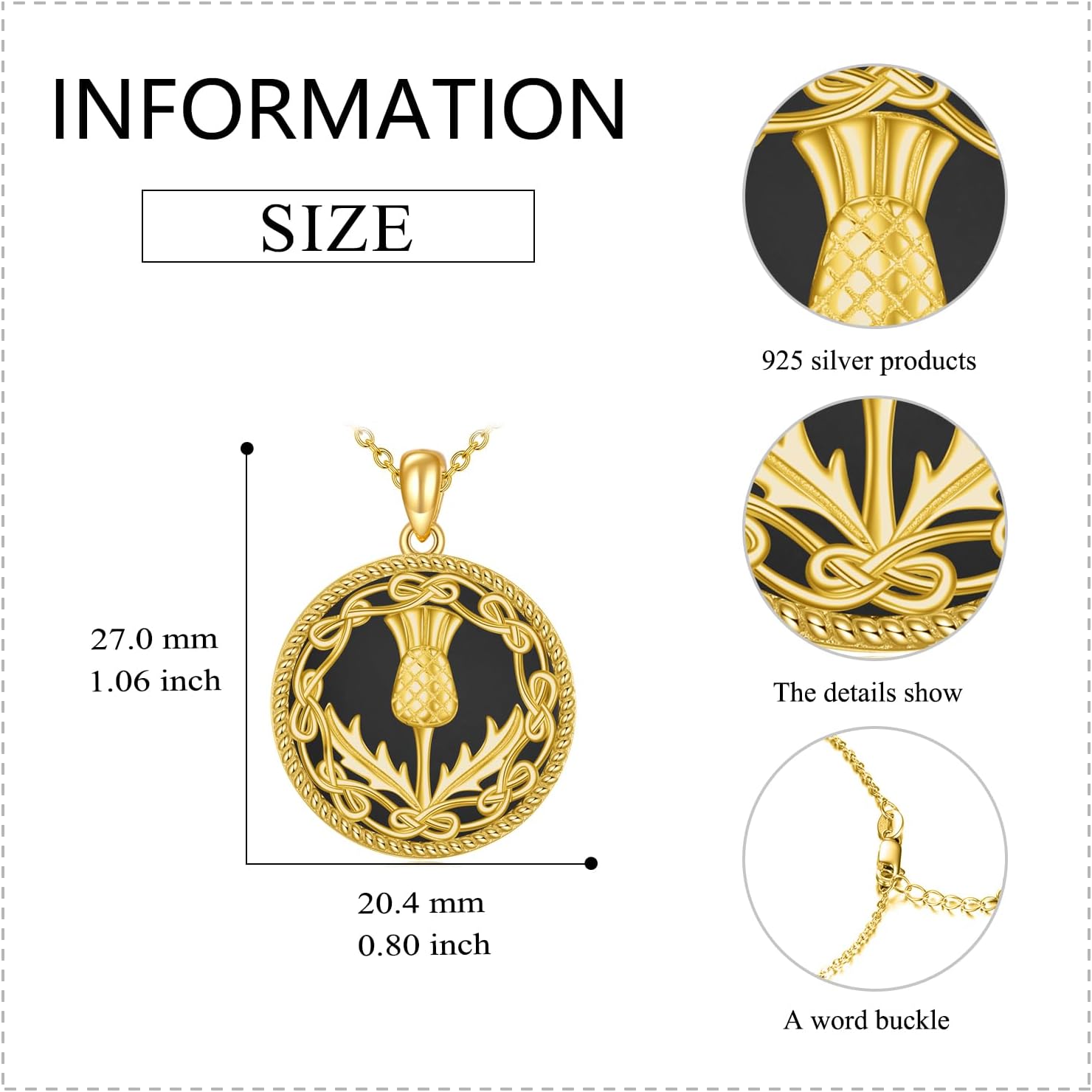 Scottish Thistle Necklace 925 Sterling Silver Abalone Shell Celtic Knot Scotland Flower Pendant Necklaces Love Jewelry Valentine's Day Gifts for Women