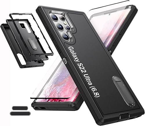 La funda está especialmente diseñada para Galaxy S22 Ultra de 6.8 pulgadas, protección de cuerpo completo, resistente a los golpes, goma de silicona
