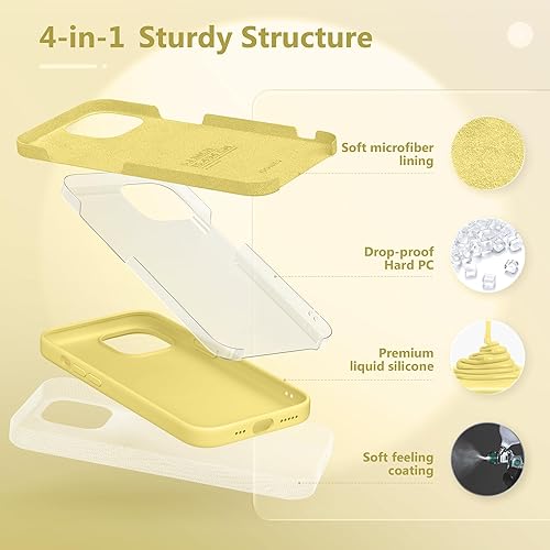Miniatura 3 de GONEZ Funda compatible con iPhone 15, funda de silicona líquida con 2 protectores de pantalla + 2 protectores de lente de cámara, forro de