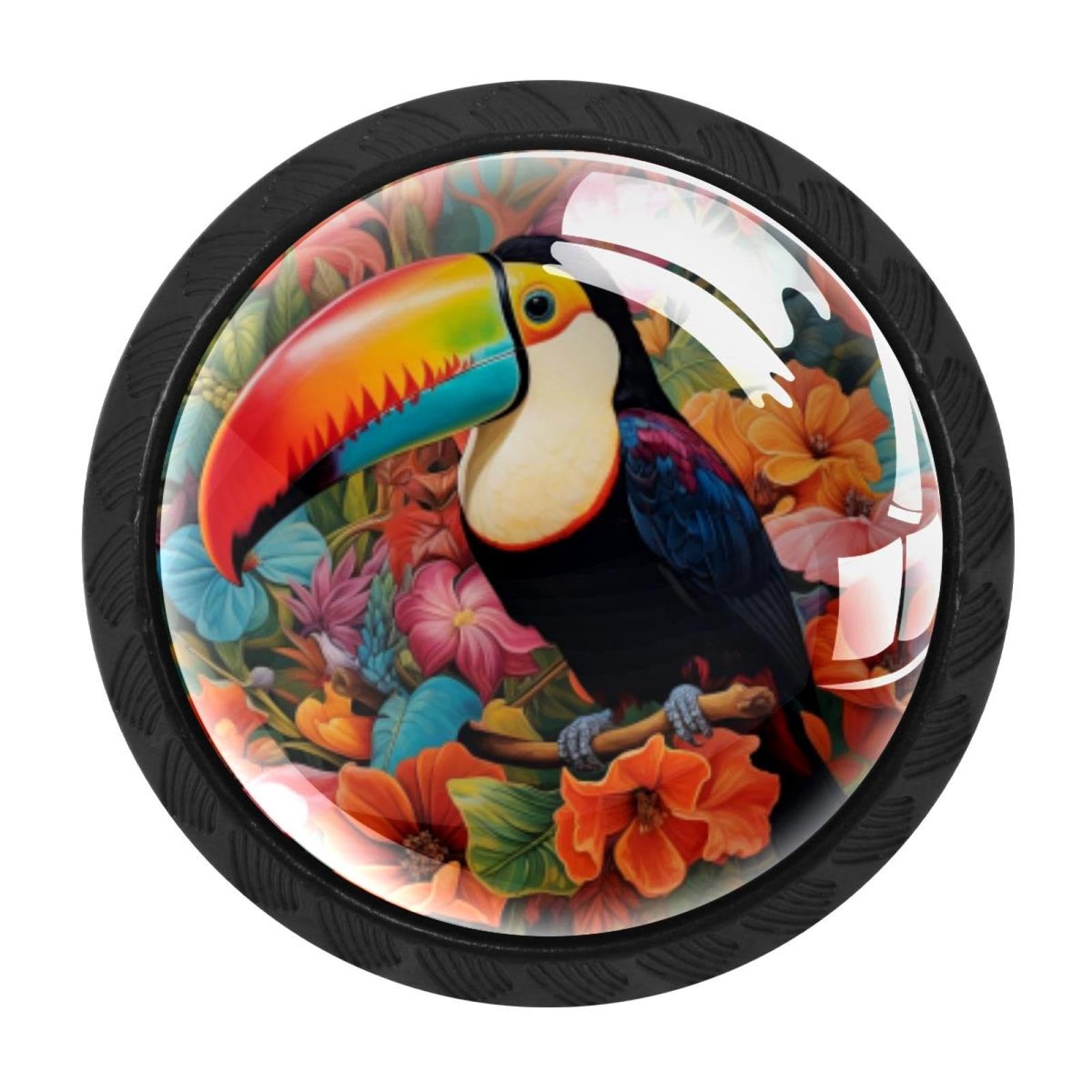 CHENZZZZ 4 pcs Toucan Cabinet Knobs Crystal Drawer Pulls for Kitchen, Bathroom Cabinet, Dresser and Cupboard