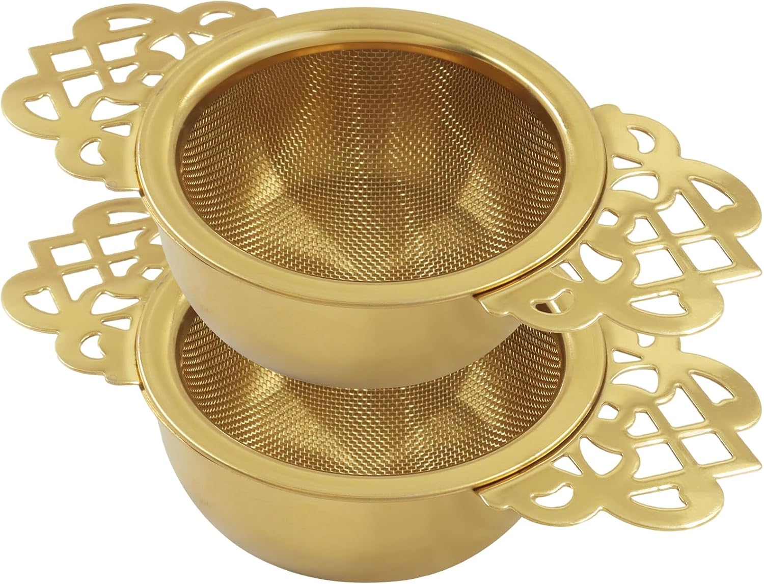 2 Pack Fine Mesh Tea Strainers, Gold Loose Leaf Tea Filter