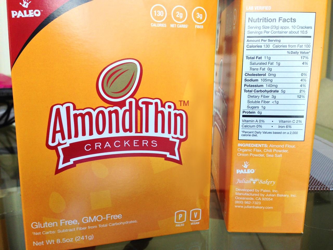 Paleo -Almond Thin Crackers (Low Carb) Net Wt 8.5 oz ( 241g)