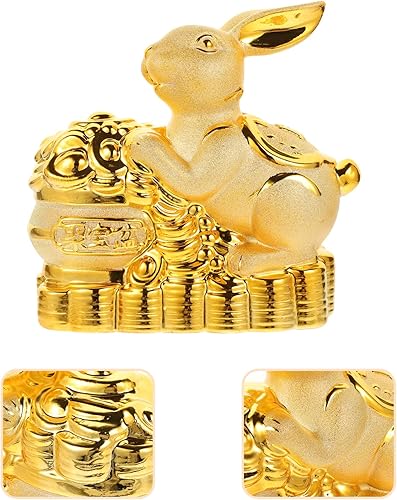 Miniatura 2 de FOMIYES Alcancía de conejo Feng Shui estatua de conejo del zodiaco chino del conejo frasco de dinero para monedas banco de monedas estatua de conejo