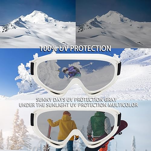 Miniatura 6 de Reseldda Gafas de esquí de nieve y snowboard para adultos, hombres, mujeres, jóvenes, adolescentes, niños y niñas, gafas de deportes de nieve de