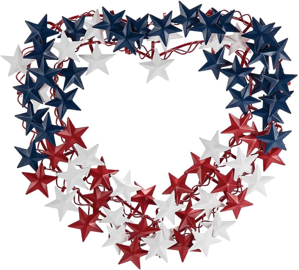 Gajula.Enterprises Metal Heart-Shaped Patriotic Wreath – 1 Piece, 15" W x 14" H