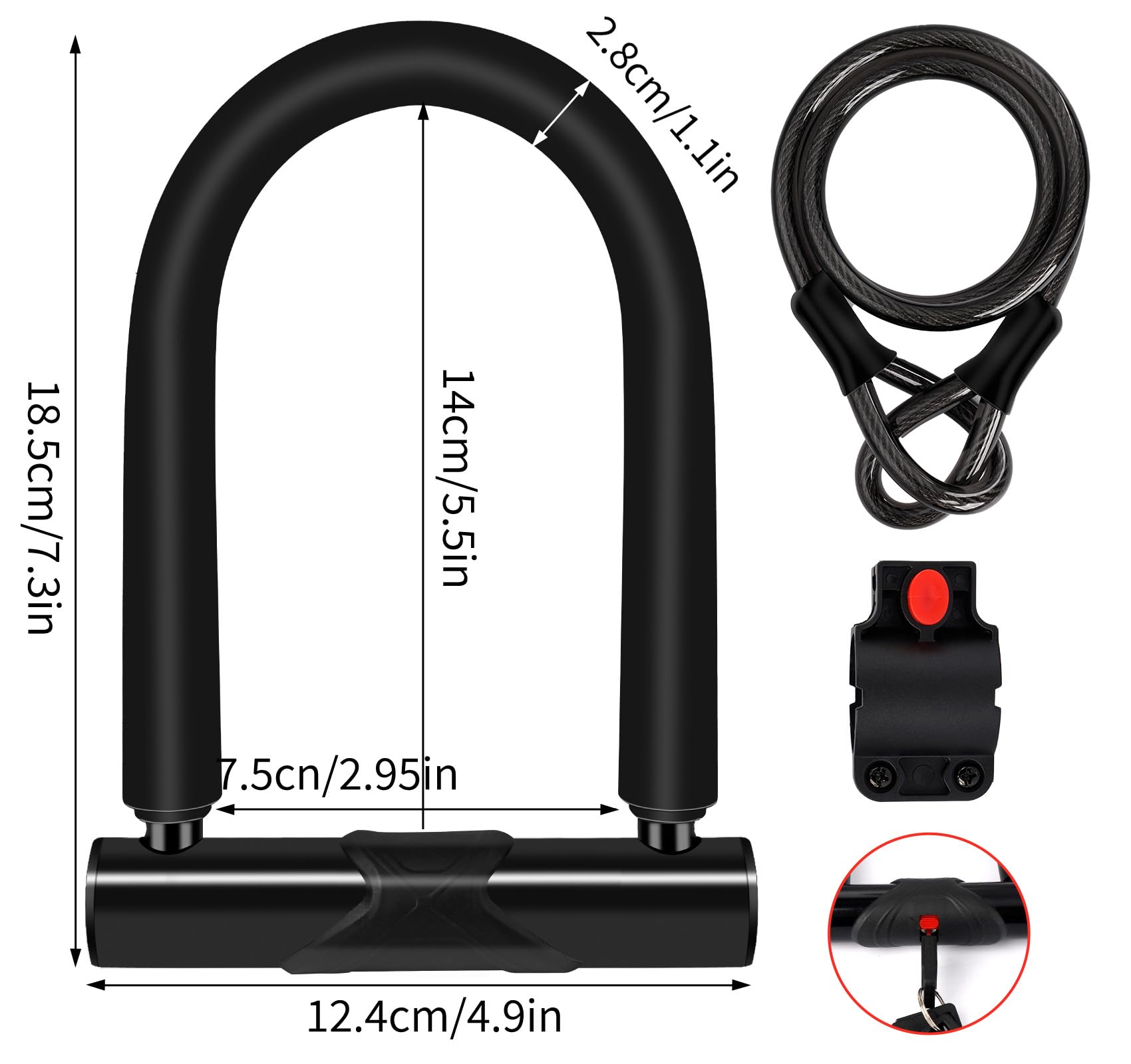 Capstone Rubberized U-Lock with Key, Large