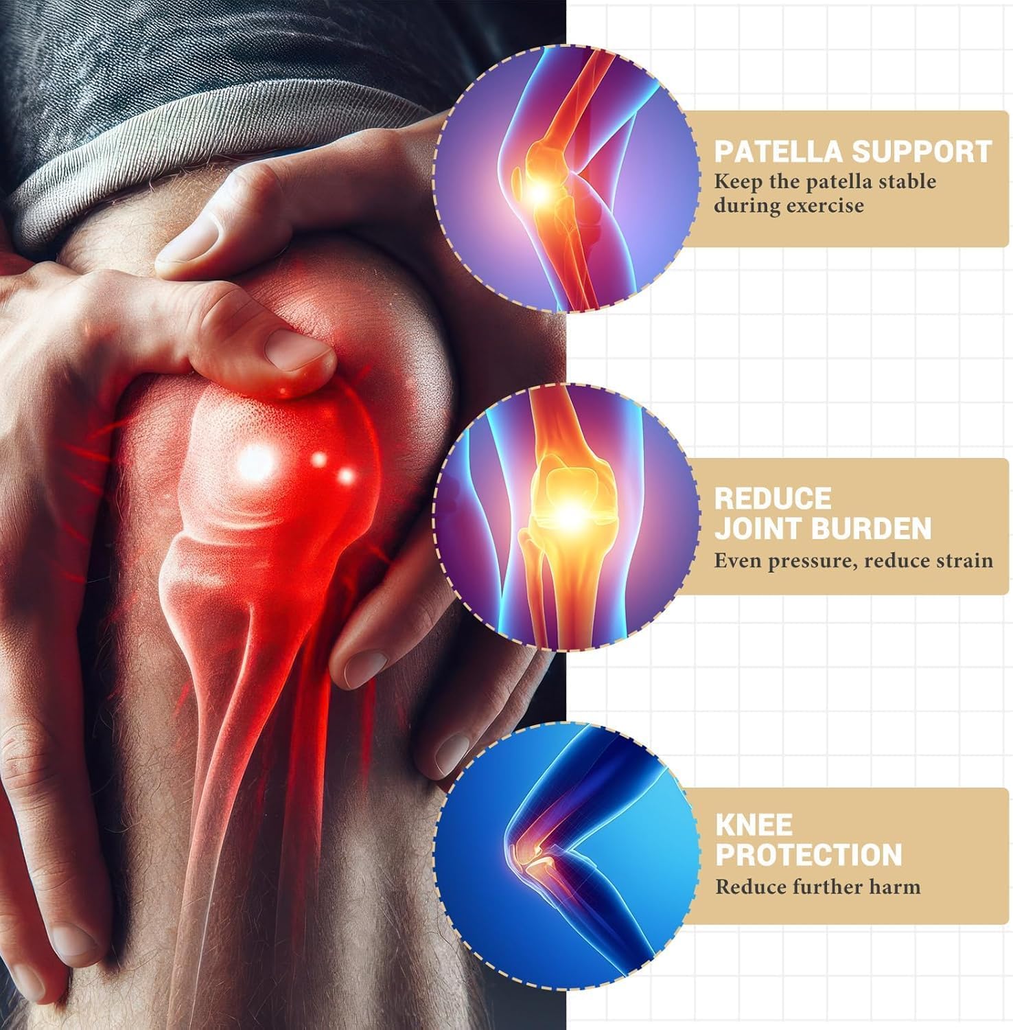 2 Pack Patella with Knee Pads for Patella Tendon Pain Relief - Knee Brace for Tendonitis Jumper Running Sports Basketball Men Women Knee with Patella SupportLYYHMAY Patella Tendon Support (Black)