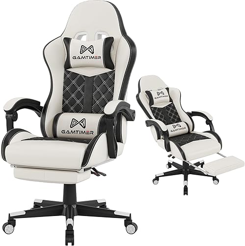 Silla de juegos, silla para adultos de 400 libras, silla de computadora con respaldo alto con reposapiés y reposabrazos vinculados, silla de Blanco