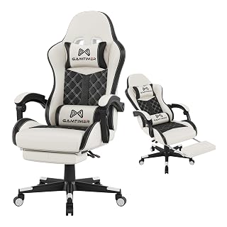 Gaming Chair, 400 lbs Adult Chair, High Back Computer Chair with Footrest and Linked Armrests, Office Video Game Chair with Lumbar Support(White) - Amazon product rated Grade A