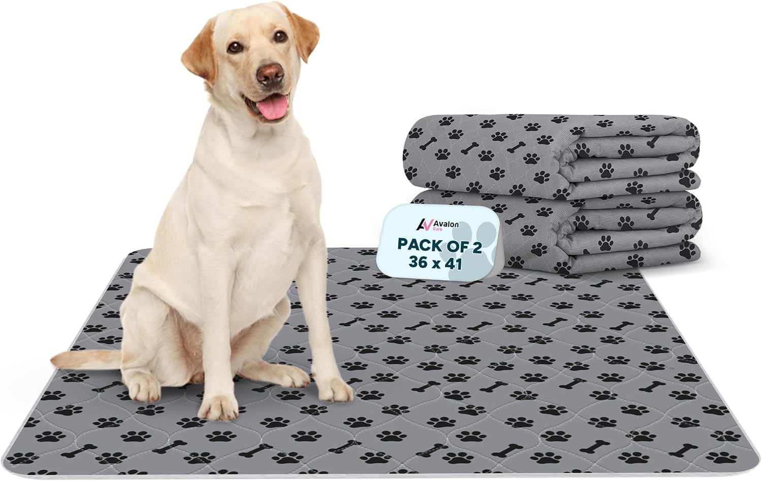 Washable Pee Pads for Dogs, 2 Pack Large 36"x41" Super Absorbent Dog Training Pads,100% Waterproof Non-Slip Dog Pads for Whelping, Reusable Puppy Pads to Protect Your Floor