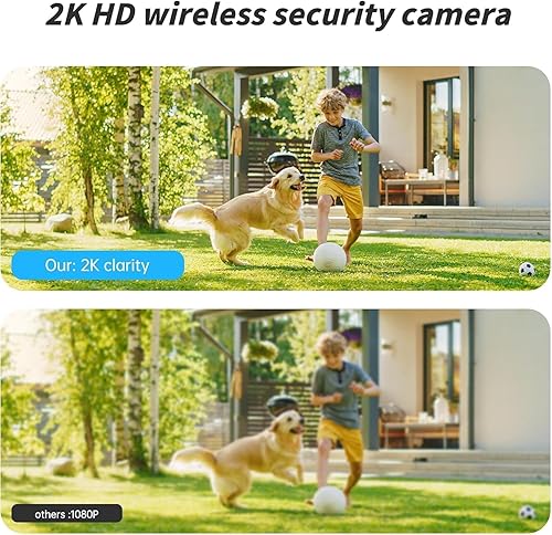 Miniatura 5 de Cámaras de seguridad inalámbricas para exteriores, cámara WiFi alimentada por batería 2K con detección de movimiento AI, foco y alarma de sirena,